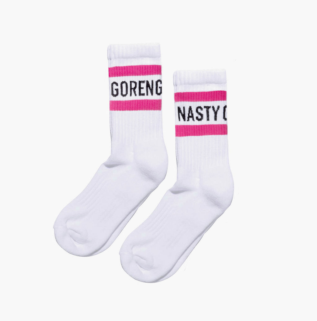Nasty Goreng white crew socks